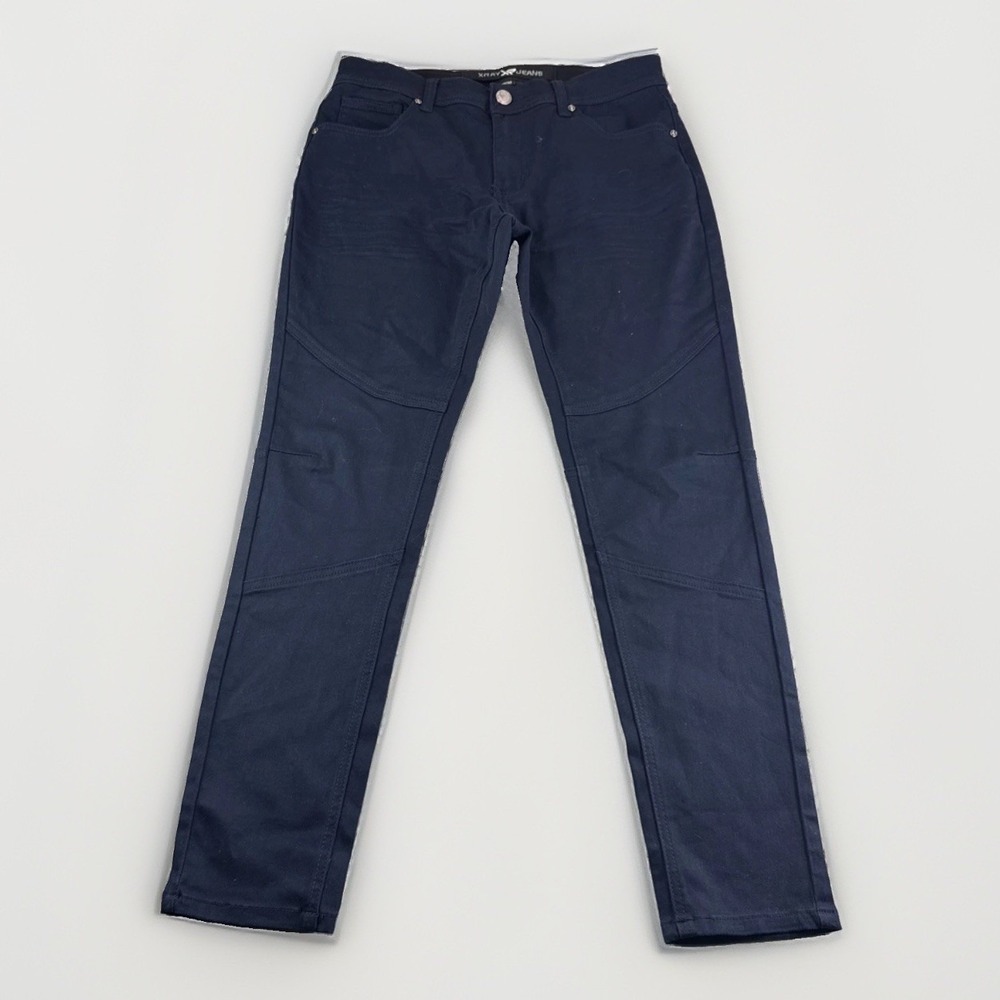 XRay Jeans Mens 32x30 Blue Moto Biker Stretch Denim Motorcycle Dark Wash Pants